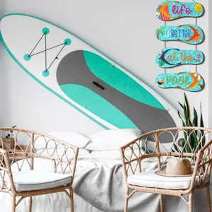 Wooden pool hanging wall decor sign, summer beach flip flop shaped home decoration plaque.