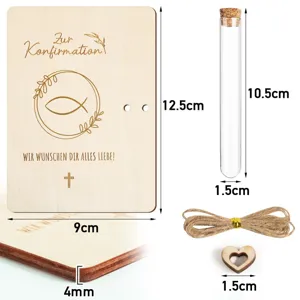 Wooden confirmation gift set with test tube dimensions and details for boys and girls crafts.