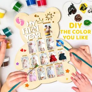 Cornice foto primo anno bambino in legno DIY targhetta memoria mensile neonato