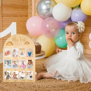 Cornice foto primo anno bambino in legno tavola pietra miliare mensile crescita neonato decoro