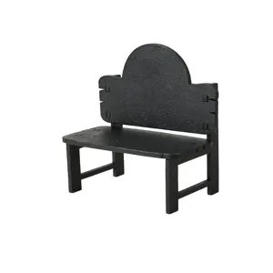 Miniature wooden chair dollhouse prop retro black micro landscape figurine base display stand