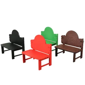 European retro wooden mini chair set, colorful desktop ornament and dollhouse props.
