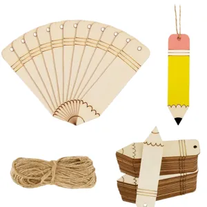 Marcapáginas de lápiz de madera en blanco DIY etiquetas artesanales con cuerda