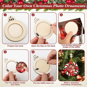 DIY Weihnachtsfoto Ornament Holz Rohling Bilderrahmen für Weihnachtsbaum hängende Deko