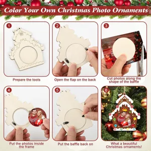Weihnachten DIY Holz Fotorahmen Ornament, Kinder Malerei Handwerk zum Aufhängen Geschenk.