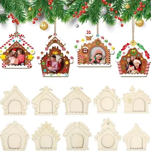 Cornice natalizia in legno ornamento fai da te vuota casetta di pan di zenzero decorazione
