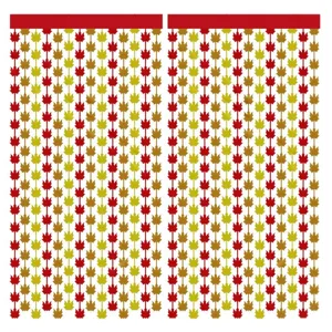 Maple leaf fringe curtain for Thanksgiving party, autumn harvest decoration door hanging 2m