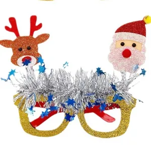 Weihnachtsfeier Lametta Brille mit süßem Rentier und Schneemann für Kinder Dekoration