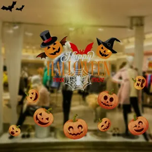 Halloween static window stickers colorful pumpkin bat window clings for holiday party decor