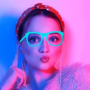 Neon Leucht Party Brille blinkende LED Kunststoff Rahmen Foto Requisiten fuer Event.