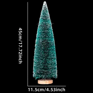 Mini albero di Natale in sisal verde satinato con base in legno per decorazioni.