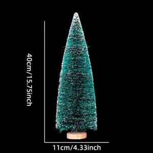 Mini albero di natale vista dettagliata, aghi di pino innevati decorazione 40cm.