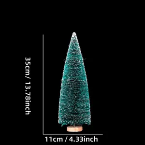 Mini albero di Natale da tavolo con effetto neve floccata, altezza 35cm, peso 84.5 grammi.