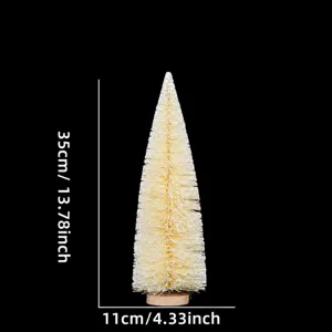 Mini albero di Natale in sisal con neve, perfetto per vetrine e decorazioni da scrivania.