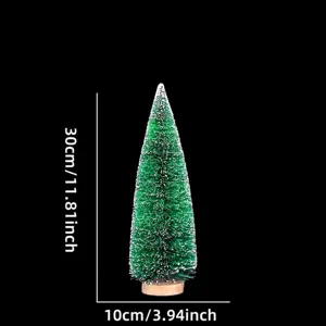 Mini albero di Natale in sisal con neve, decorazione da tavola ago di pino 30cm