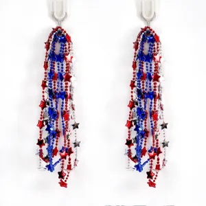 4th of July Star Bead Necklace Red White Blue Patriotic Party Hanging Decor Detail View