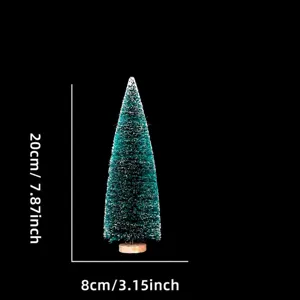 Piccolo albero di Natale artificiale con neve e base in legno decorazione da tavolo
