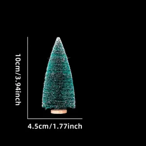 Mini albero di natale decorazione tavola piccolo abete sisal innevato con base legno 10cm