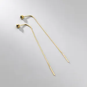 Hauptbild minimalistischer 925er Silber vergoldeter Einzeldiamant langer Kette Ohrringe Damen.