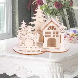 Weihnachten Holz 3D Puzzle Tisch Ornament DIY Handwerk Schneemann Baum Haus Urlaub
