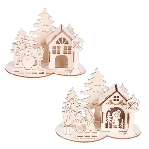 Weihnachten Holz Desktop Ornament 3D Puzzle Schneemann Urlaub Heim Party Dekoration