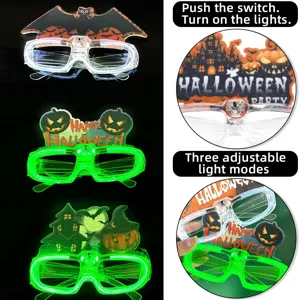 Halloween LED flashing glasses kids party decoration glowing props with three light modes.