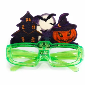 Halloween LED flashing glasses party props pumpkin witch hat novelty light up eyewear.