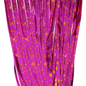 Rosa Lametta Vorhang mit goldenen Sternen Metallic Glanz Hintergrund fur Party Hochzeit