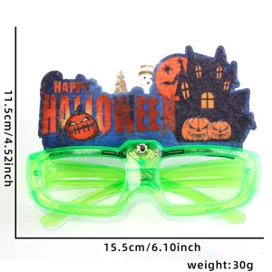 Halloween LED glowing glasses, children party decoration props, flashing plastic frame.