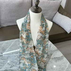 Vintage Blumen plissiert Chiffon Schal elegante chinesische Stil Damen Halstuch Detail