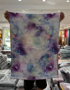 New Chinese retro spring autumn long scarf shawl with elegant butterfly and watercolor pattern.