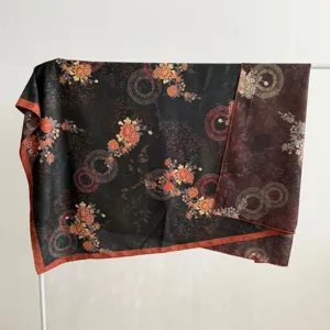 Nuovo foulard quadrato in seta doppia faccia stile cinese, elegante sciarpa con stampa.