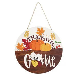 Ξύλινη κρεμαστή πινακίδα Thanksgiving, διακοσμητική κολοκύθα φύλλο σφενδάμου για πόρτα.
