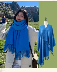 Solid color wool scarf winter thick warm shawl Korean style versatile women fashion winter scarf