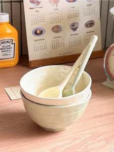 Ceramic rice bowl set with spoon ins style home tableware for breakfast cereal dessert salad
