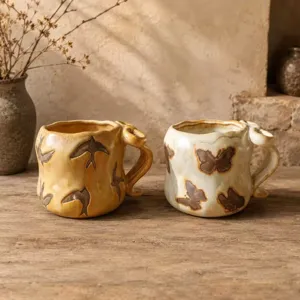 Tasse à café en céramique artisanale style rétro artistique tasse à lait créative lot de deux