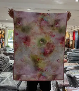 New Chinese retro spring autumn faux gauze lotus print long scarf shawl for women daily
