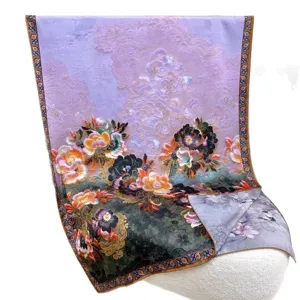 Neo-Chinese retro style imitation silk double-sided printed long scarf elegant shawl