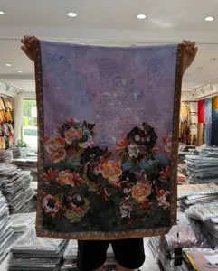 New Chinese vintage floral print reversible long scarf shawl for women elegant accessory