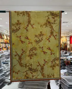 Chinese style retro imitation silk printed long scarf shawl with elegant floral pattern.