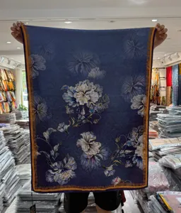 Exquisite vintage floral printed long scarf shawl, elegant double-sided design for styling.