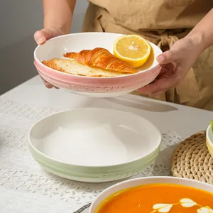 Nordic ins style ceramic dinner plate for home pasta, dessert and daily meal serving.