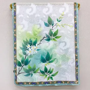 Traditional Chinese style garden floral print hollow silk scarf women elegant summer shawl veil