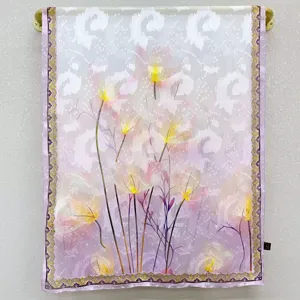 Floral print silk scarf lightweight shawl sun protection women elegant garden neckerchief