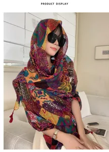 Ethnic style print summer sun protection scarf fashion women breathable shawl lightweight travel wrap
