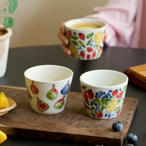 Tazza da caffè in ceramica retrò motivo frutta sotto smalto tazza colazione ufficio casa chic