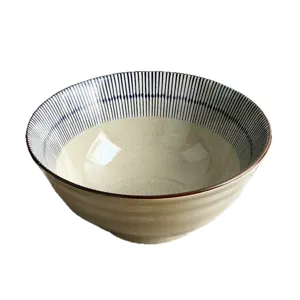 Japanse keramische ramen kom grote soepkom vintage gestreept servies voor keuken thuisgebruik