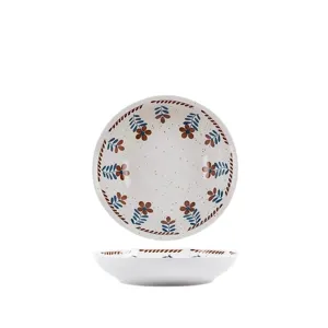 Japanese style ceramic bowl with underglaze floral pattern, elegant household tableware set.