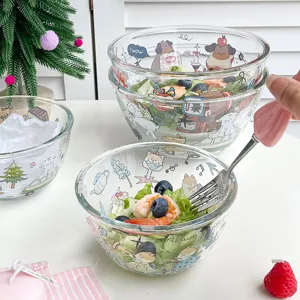 Bol de ensalada de vidrio transparente tazón de fruta lindo vajilla de postre multifuncional