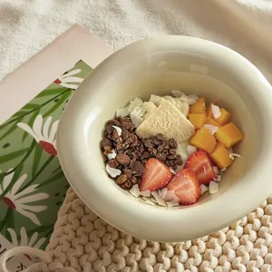 Minimalist Ceramic Yogurt Bowl Matte Finish Breakfast Cereal Fruit Salad Bowl Creative Irregular Kitchen Tableware Bowl